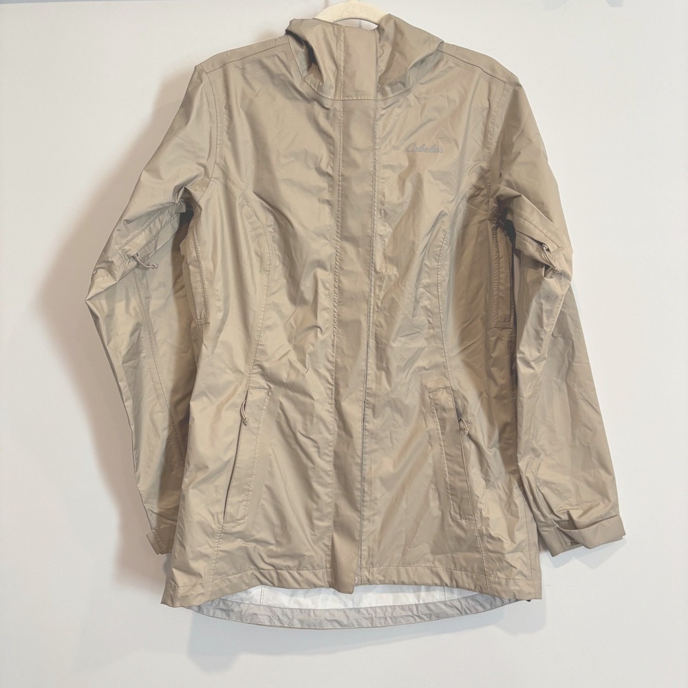 Cabelas Mens Rain Jacket Small 4Most Dry-Plus Packable Hooded Shell Hiking 21561